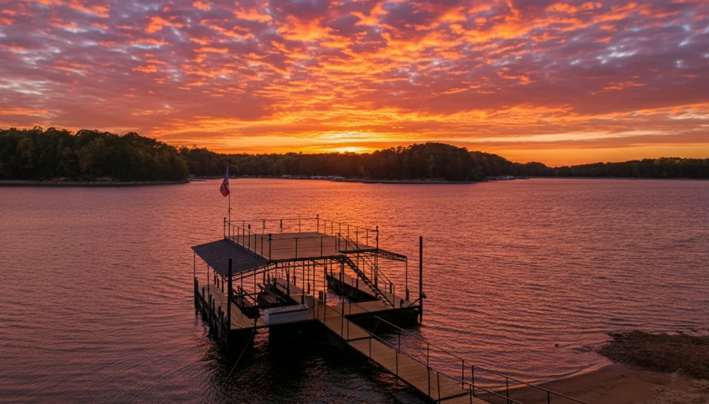 Private dock on Lake Lanier at sunset